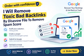remove toxic bad spammy backlinks by disavow file to remove spam score