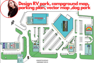 design rv park, campground map, parking plan, vector map ,dog park