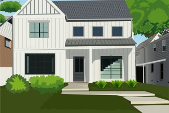 vectorize photos of houses and factory buildings