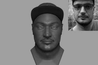 make a 3d face or head digital portrait based on photo