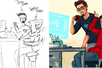 turn a hand drawing into a professional digital artwork
