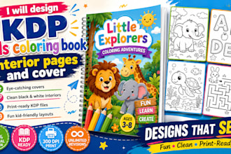 design KDP kids coloring book interior pages and cover