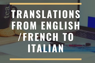 translation of texts from english or french to italian