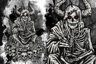 draw detailed dark art and horror illustration unlimited revision