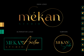 design luxury feminine signature logo branding kit