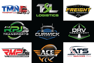 design modern trucking transport logistics and towing truck logo