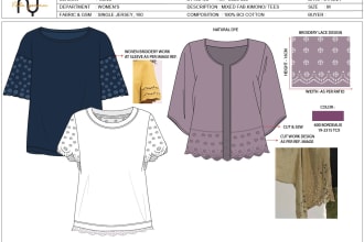 do lace embroidery design and tech pack