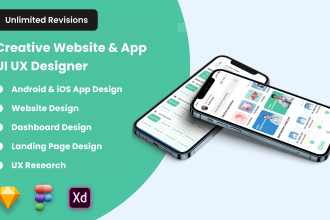 do website UI UX design, mobile app, and dashboard UI UX design, ux ui design