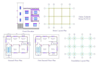 draw floor plan, foundation, elevation, section in autocad