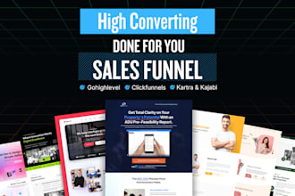 design sales funnels, landing pages in go high level, kajabi, clickfunnels
