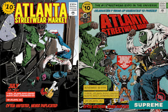 make illustration in american comic cmyk halftone printing style