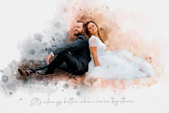 make a watercolor stylish couple, family or any portrait image