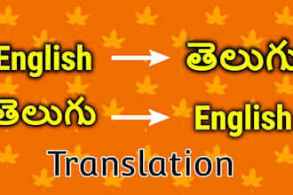 translation and transcription work from english to telugu, hindi, and vice versa
