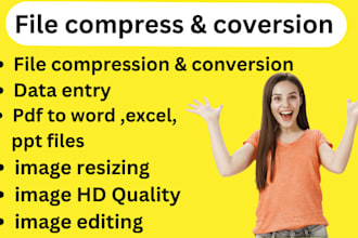 compress pdf, data entry, convert pdf to word, ppt, excel