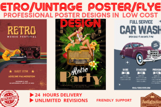 create amazing retro vintage flyer, poster design