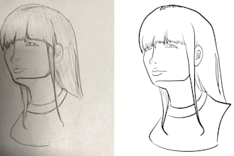 make a pencil illustration and line art for your character