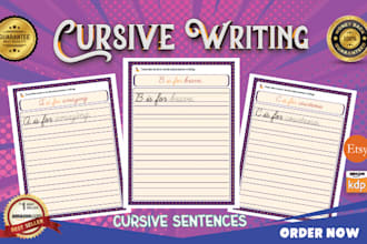 design cursive handwriting workbook for KDP and etsy