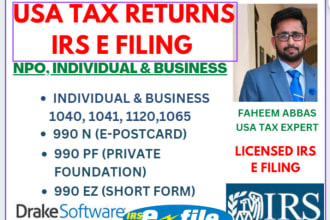 prepare and e file all your US tax and 501c3 nonprofit tax returns 990 efile