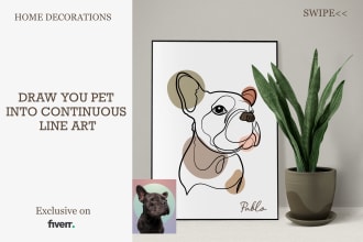 draw a continuous one line art illustration of your pet portrait