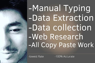 do data entry, data input, search data and data collection