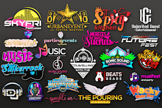 do event management party planning festival music concert unique icon logo