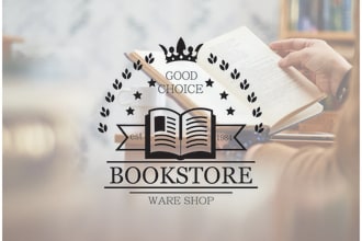 design book cover ,library, education, bookshop and bookstore logo