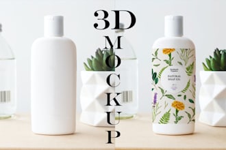 do hyper realistic 2d and 3d mockup, on your product
