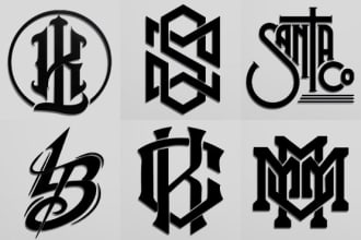 do hand drown custom monogram clothing brand urban and font logo