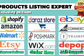 do product listing on amazon ebay shopify poshmark etsy walmart ecommerce store