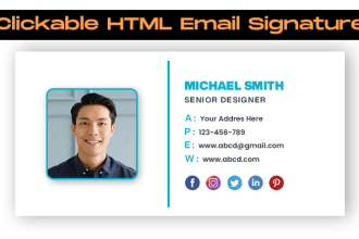 create  clickable email signature within 8  hours