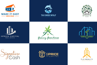 design modern construction, real estate business logo