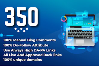 manually 350 unique domains blog comments dofollow backlinks