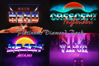 make 80s retro synthwave logo design, vintage, neon, chrome