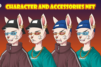 create cartoon style nft characters and accessories