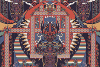 do cultural colorfull artwork in psychedelic style