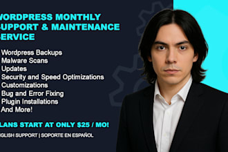 fix, optimize, maintain, and support your wordpress site monthly