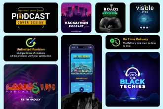 do professional podcast cover art, podcast logo, podcast thumbnail design