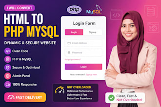 convert html to dynamic PHP mysql website with admin panel
