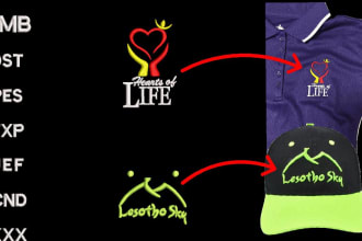 do good embroidery digitizing for cap, hat, jacket back, left chest emb,dst file