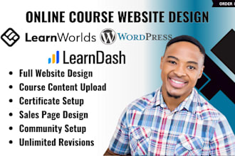 design and set up your learnworlds, learndash or wordpress online course