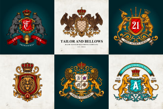hand drawn heraldic regal family crest coat of arms logo