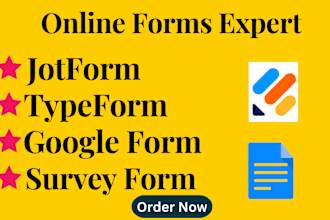 create jotform, typeform,google form and surveys for you