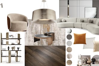 3d color floor plan, 2d floor plan, elevation drawings, moodboard