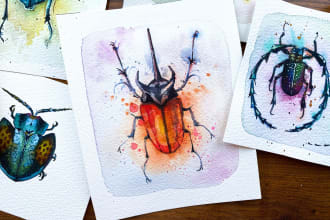 paint a watercolor bug illustration