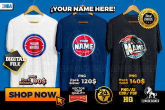 design a custom nba logo like detroit pistons with your name