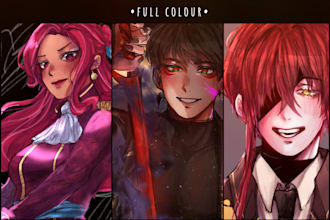 illustrate quality anime portrait or avatar for your pfp
