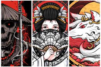 draw awesome japanese artwork for t shirt etc