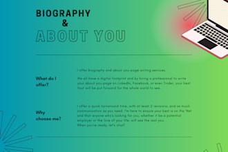write your profile, bio, about me page
