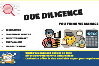 provide due diligence on property, market and company