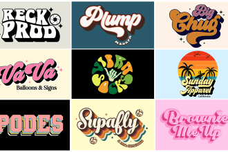 design custom hand lettering, retro typography logo, striped font ,t shirt